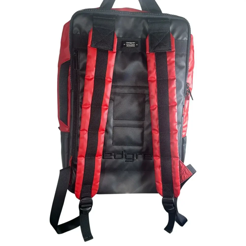 Hedgren Red Black Nylon Backpack Travel School Bag Unisex